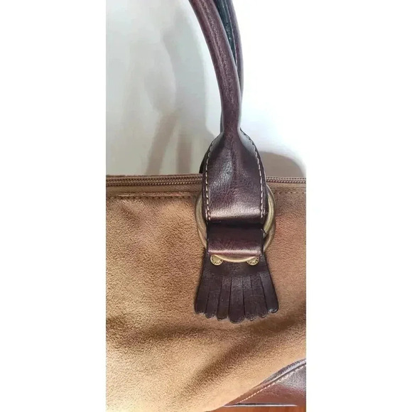 Tommy Hilfiger faux suede shoulder satchel bag small brown‎ faux leather - Picture 3 of 6